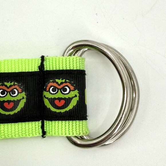 VTG Oscar the Grouch Lime Green/Black Nylon Webbing D-Ring Belt Unisex Large 46” - Picture 4 of 7